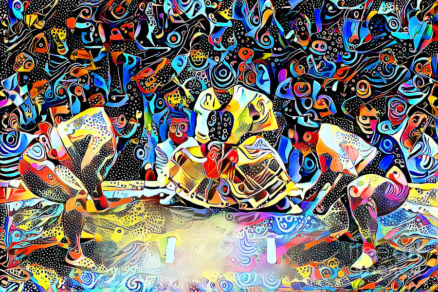 Sumo Wrestling in Vibrant Contemporary Surreal Abstract Colors 20210507 v2 Photograph by Wingsdomain Art and Photography