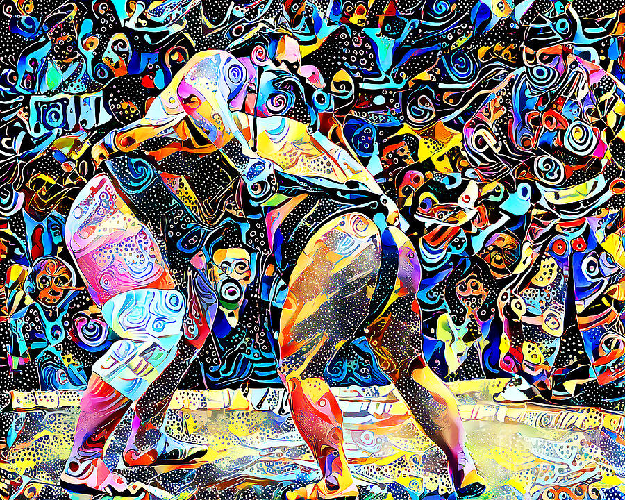 Sumo Wrestling in Vibrant Contemporary Surreal Abstract Colors 20210507 v3 Photograph by Wingsdomain Art and Photography