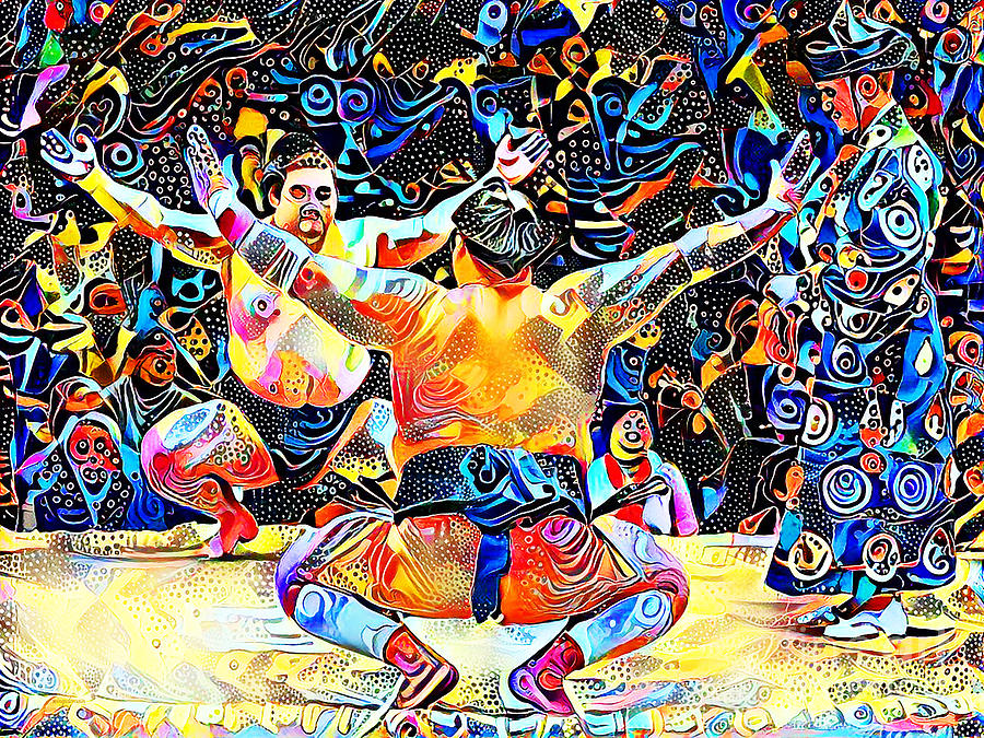 Sumo Wrestling in Vibrant Contemporary Surreal Abstract Colors 20210507 Photograph by Wingsdomain Art and Photography
