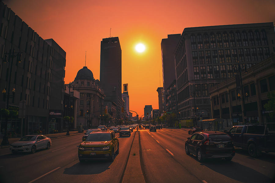Sunset above Portage Avenue Photograph by Jay Smith