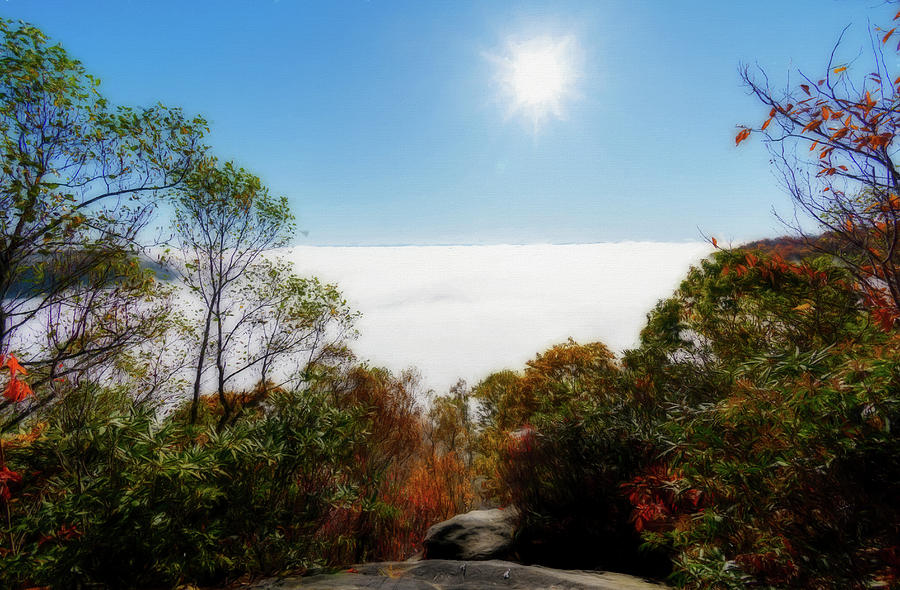 Sun above the valley filled with a cloud ..... paintography Photograph by Dan Friend