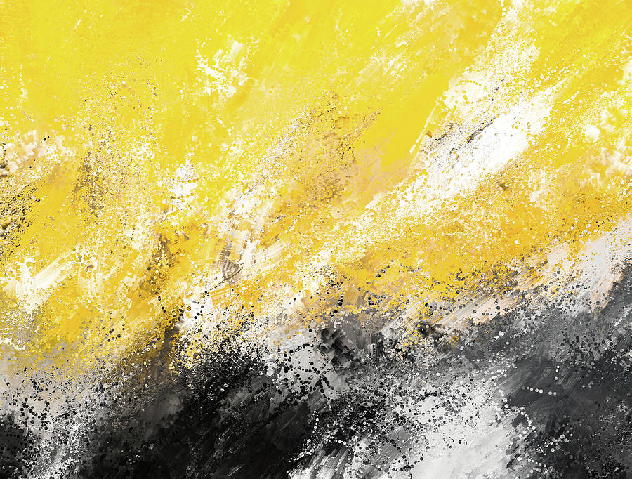 Sun And Gray - Yellow And Gray Modern Art Painting