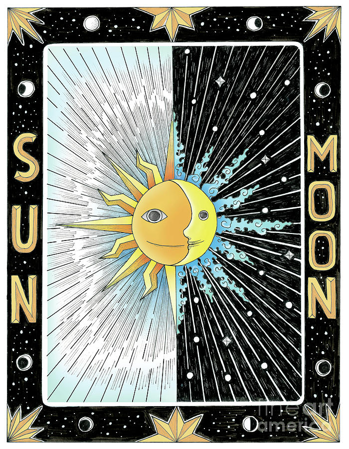 moon and sun colored drawing