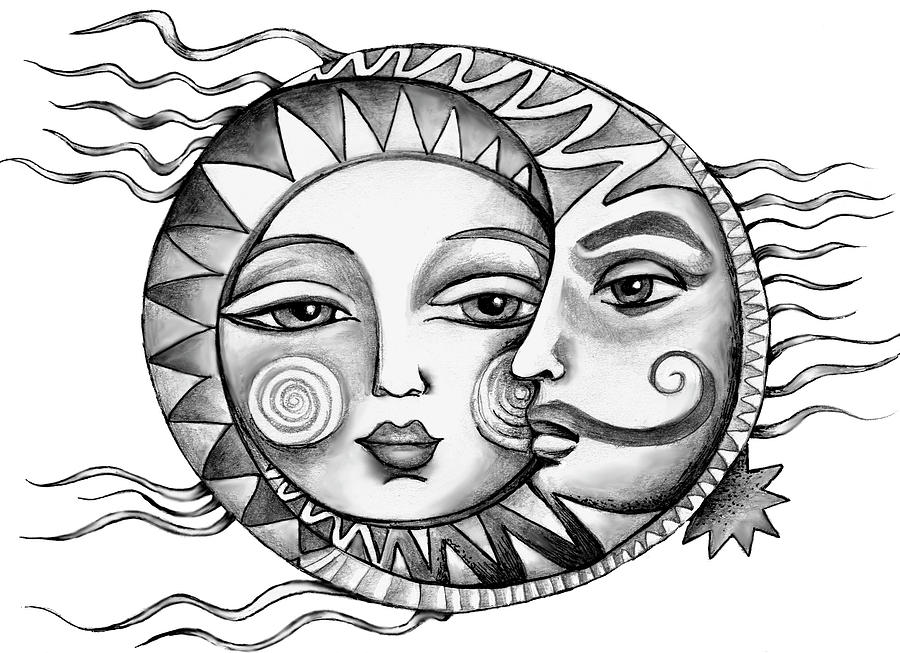 Sun And Moon Together Drawings