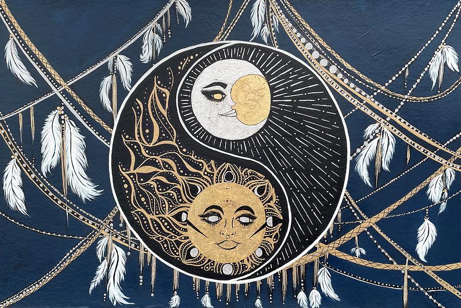 Sun and Moon Yin and Yang Mixed Media by The Art Loft - Pixels