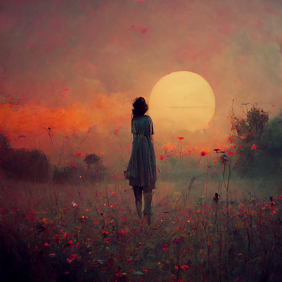 Sunset Digital Art - Sun and Tulips by Andrea Barbieri
