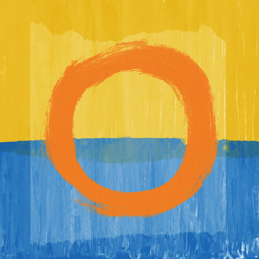 Sun and Water Enso- Art by Linda Woods Mixed Media by Linda Woods Sun and Water Enso- Art by Linda Woods Mixed Media by Linda Woods