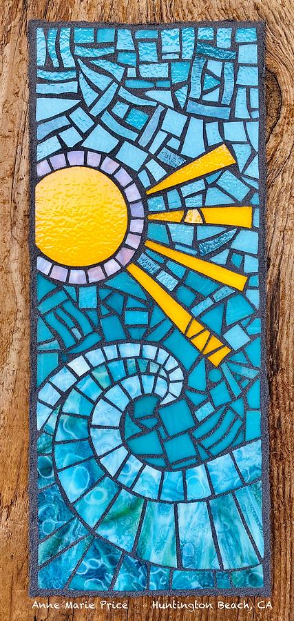 Digital Mosaic or Stained Glass Pattern Sunset Wave Resale