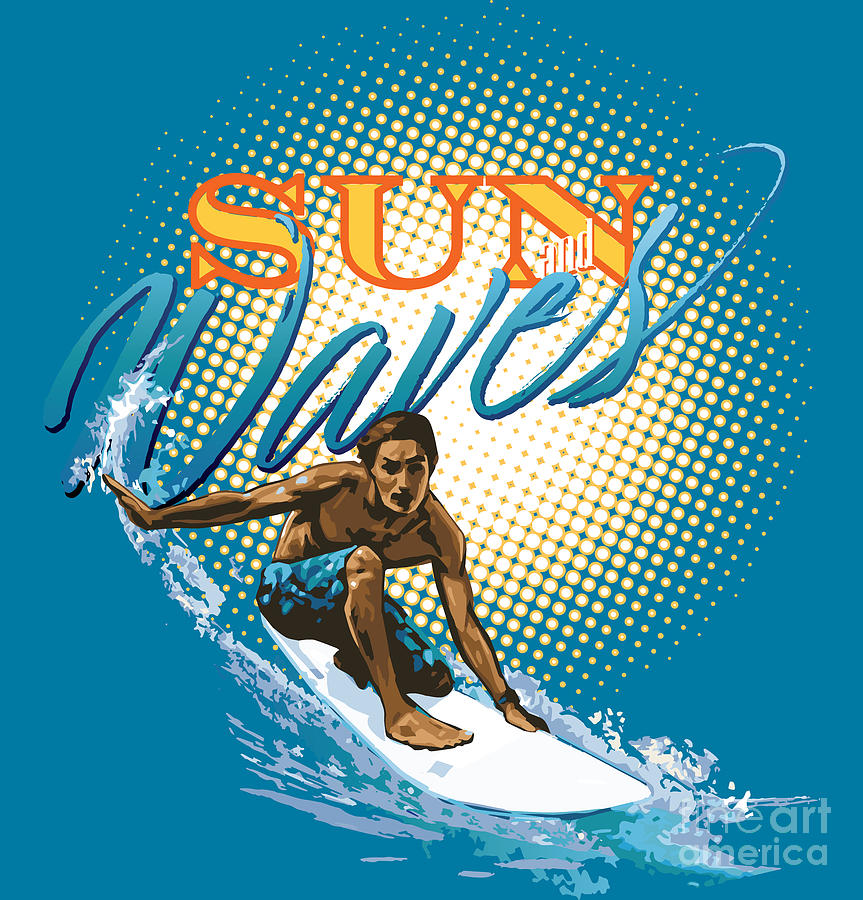SUN and WAVES surfer dude Digital Art by Robert Corsetti