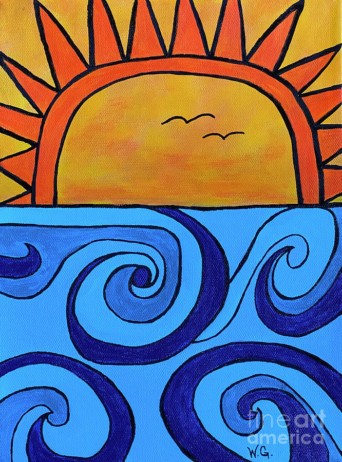 Sun and Waves Painting by Wendy Golden