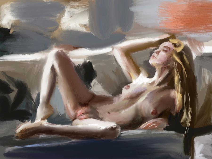 Nude Bath Digital Art - Sun bath by Amorous Shaman