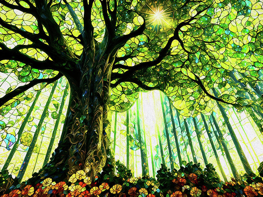 Sun Breaking Through the Forest Digital Art by Peggy Collins