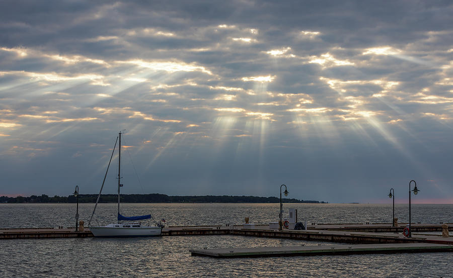 Sun Breaks Through at the Yorktown Marina Photograph by Lara Morrison