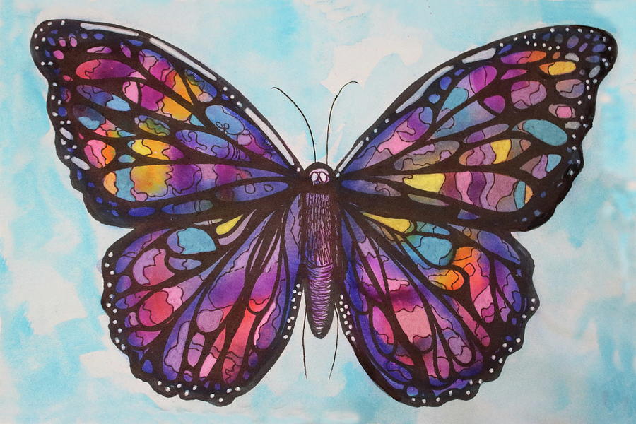 Sun catcher Butterfly Violets Painting by Kenneth Pope