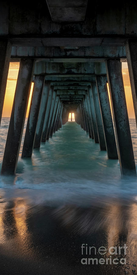Sun Centered Under Venice Fishing Pier, Florida 2 Photograph by Liesl Walsh