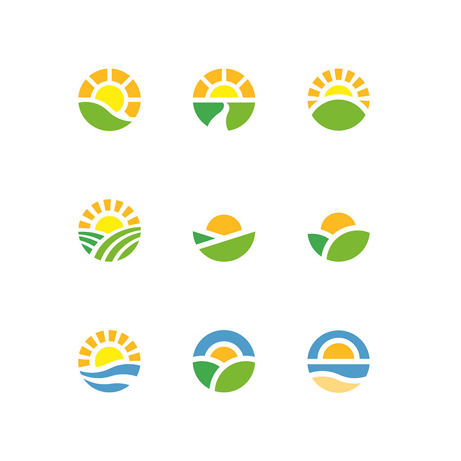 Sun Circle Landscape Logotypes Drawing by Bounward