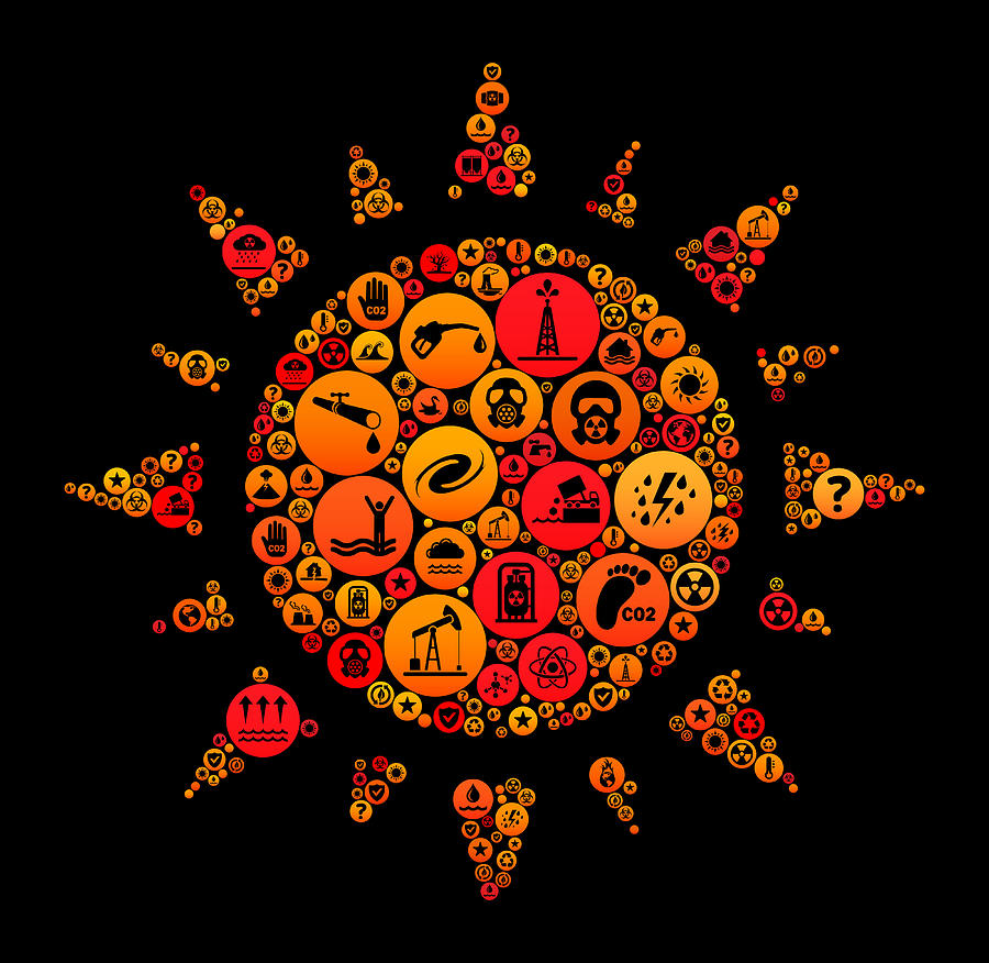 Sun  Climate Change Vector Icon Pattern Drawing by Bubaone