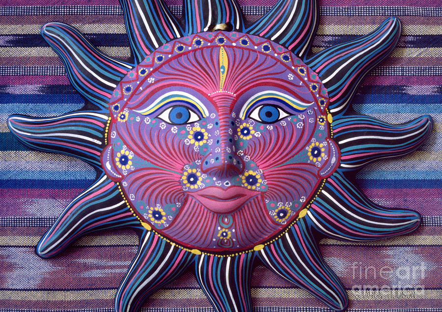 Mexican sun face art - Purple Sun Face Photograph by Sharon Hudson