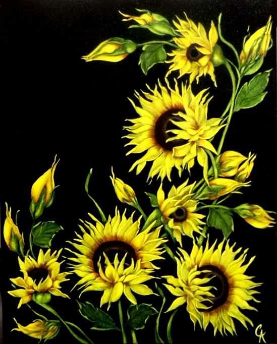 Sun Flowers Painting by Carol Avants