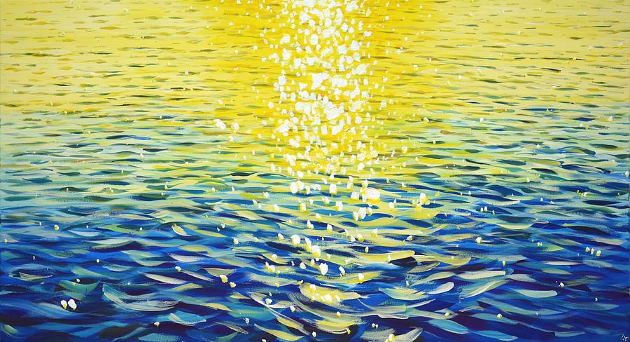 Sun glare on the water. Painting by Iryna Kastsova