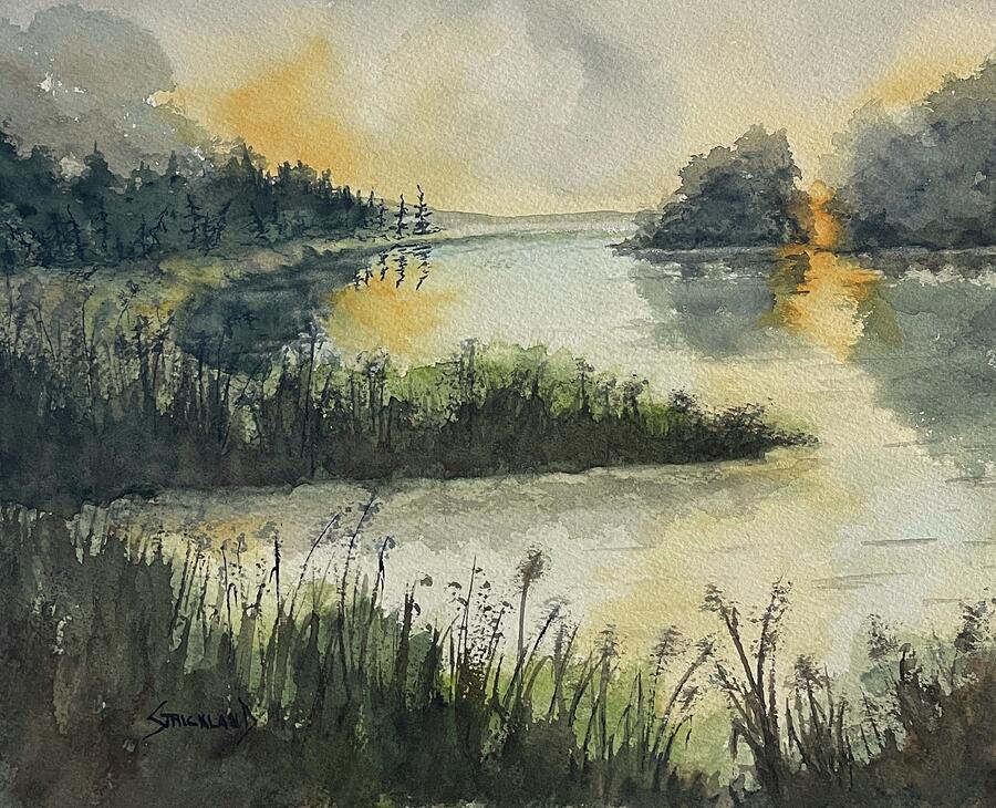 Sun Going Down Painting by Judy Strickland Sun Going Down Painting by Judy Strickland