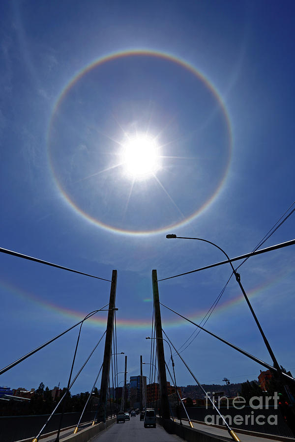 Sun halos above Puente de las Americas La Paz Bolivia Photograph by James Brunker