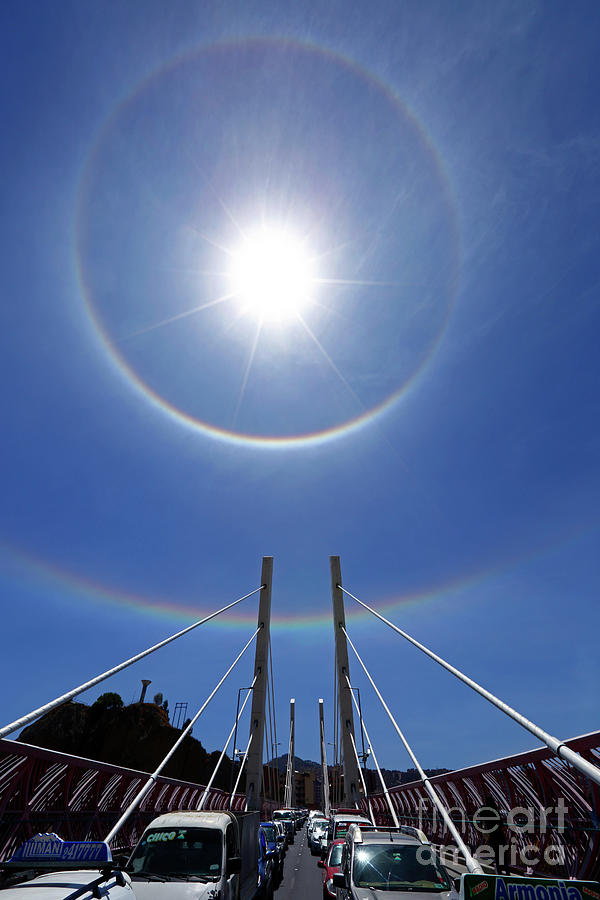 Sun halos above Puente Gemelo La Paz Bolivia Photograph by James Brunker