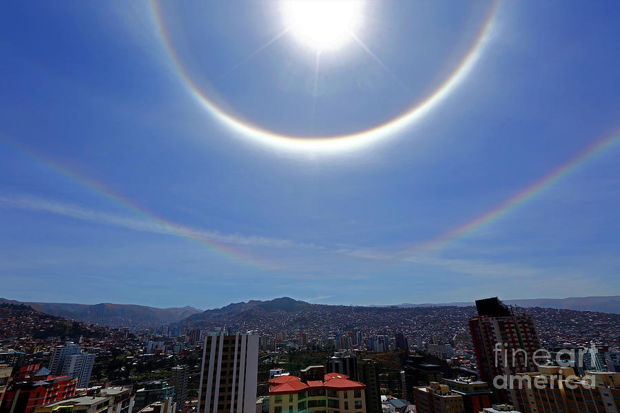 Sun halos over central La Paz Bolivia Photograph by James Brunker