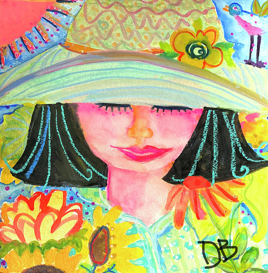 Sun Hat Girl Painting by Deborah Burow