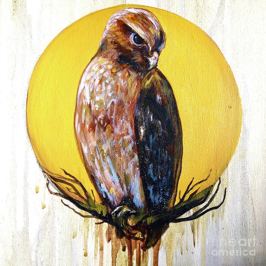 Hawk Painting - Sun Hawk Nature Bird Painting by Carrie Martinez