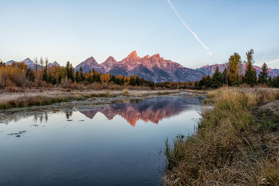 Sun Hitting the Peaks on a Clear Fall Morning at Schwabachers Landing Photograph by Belinda Greb