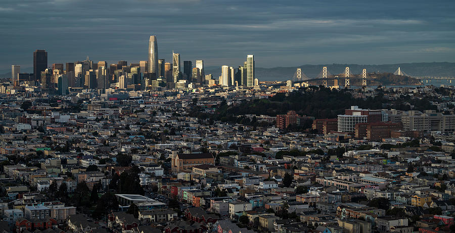 San Francisco Skyline Photograph - Sun Kissed San Francisco Skyline by Alexander Sloutsky