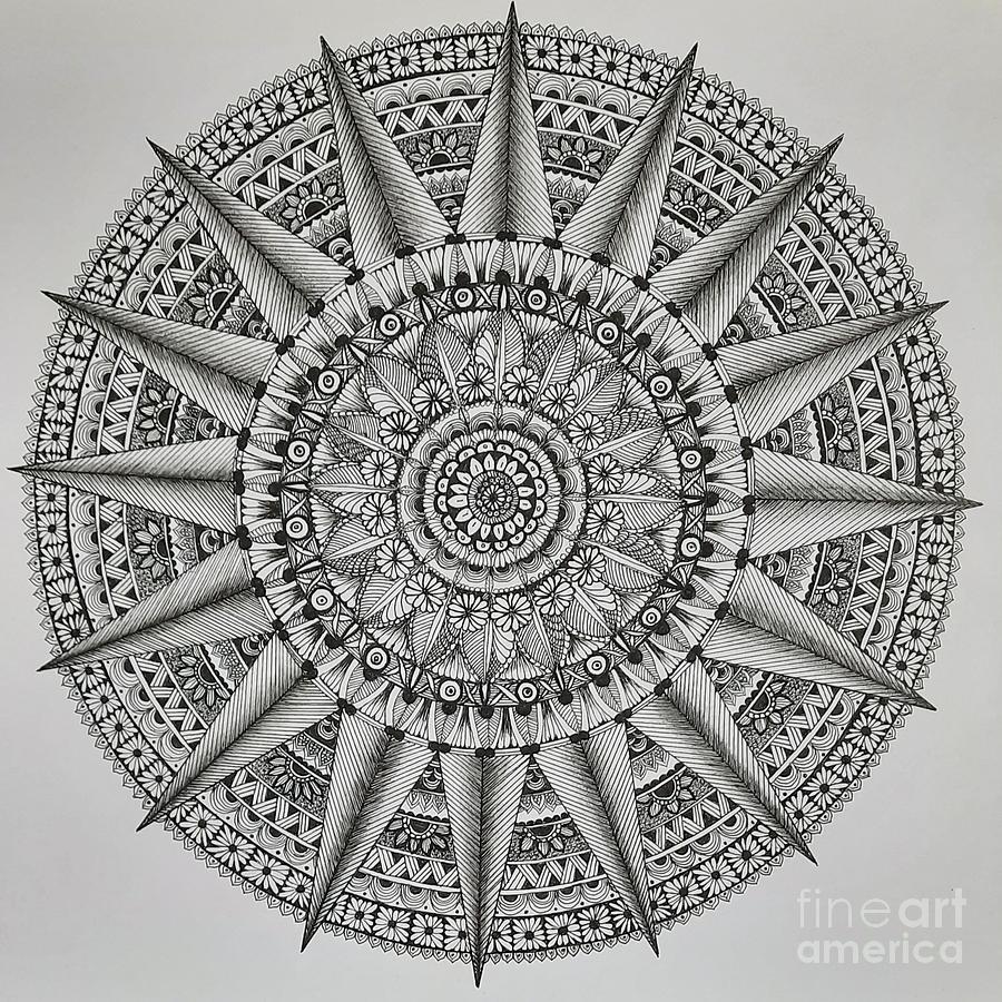 Sun Mandala 1 Drawing by Usha Rai - Fine Art America