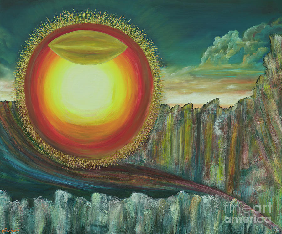Sun meeting with the stream Painting by Ofra Wolf