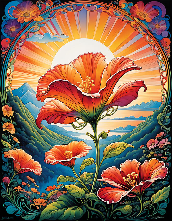 Nature Digital Art - Sun Ray Flower Pop Art by Greg Joens