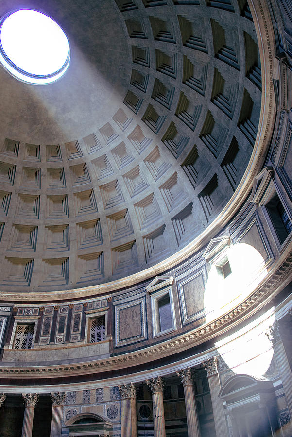 Sun Ray Through The Oculus At The Pantheon Photograph