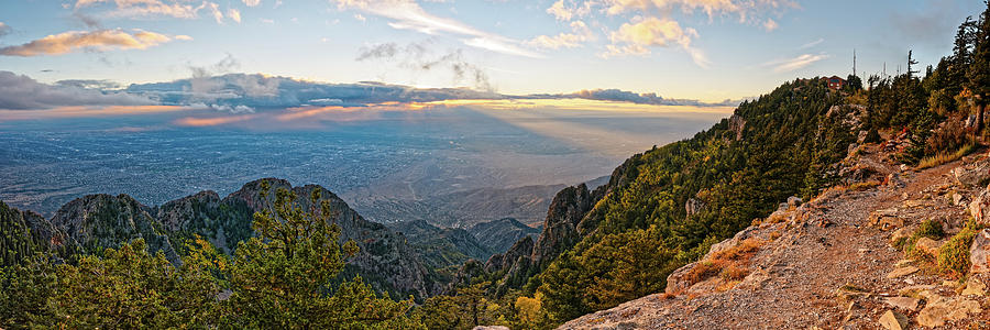 Sun Rays filtering through the Clouds Above Albuquerque from Sandia Crest - New Mexico Photograph by Silvio Ligutti