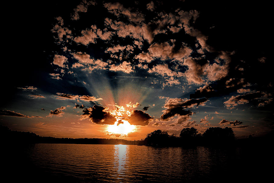 Sun Rays Lake Sunset Photograph by Ed Williams