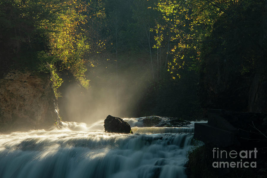 Sun Rays on Willow Falls Photograph by Bob Phillips