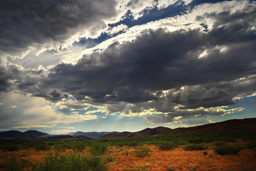 Tucson Photograph - Sun Rays over the Dragoon Mountains, Arizona by Chance Kafka