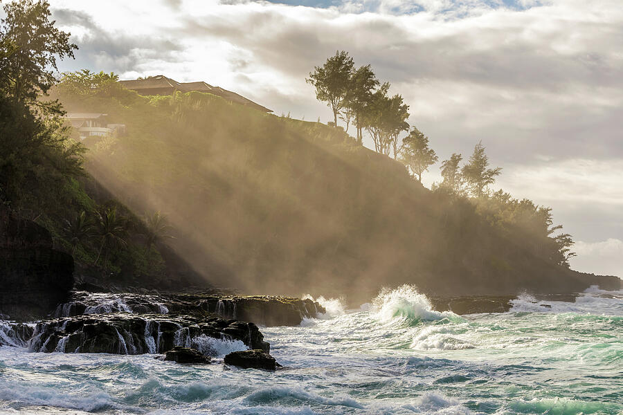 Sun rays through the mist from the waves Photograph by Pierre Leclerc Photography