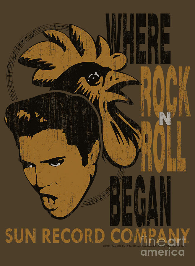 Elvis Presley Digital Art - Sun Records Music Independent Elvis And Rooster by Nicklas Householder