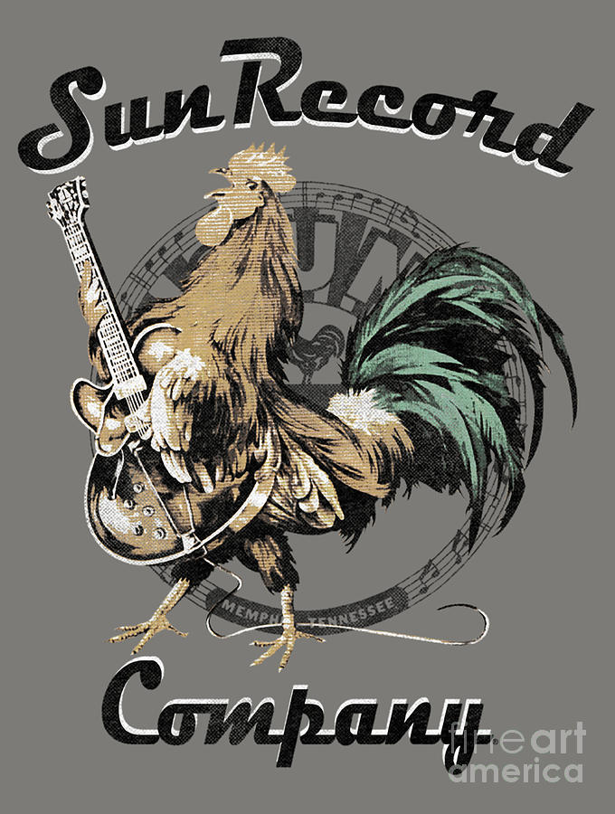Elvis Presley Digital Art - Sun Records Music Independent Rockin Rooster Logo by Nicklas Householder