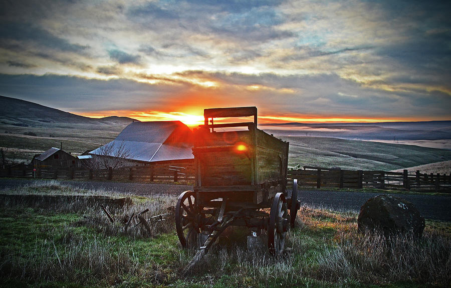 Sun rising On Dallas Mountain Ranch   Digital Art by Fred Loring