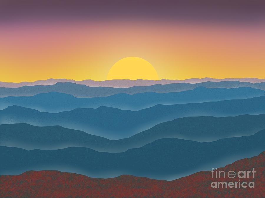 Sun Sets Over the Mountains  Digital Art by Donna Mibus
