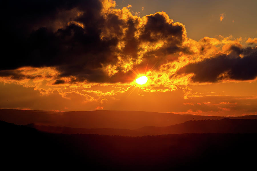 Sun setting along West Virginia Scenic Highway Photograph by Dan Friend