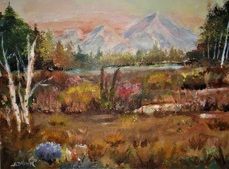 Sun Setting Behind the Mountains Painting by Al Brown