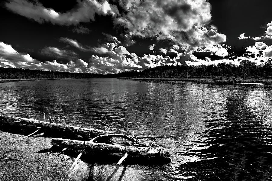 Black And White Photograph - Sun Setting on Raquette Lake by David Patterson