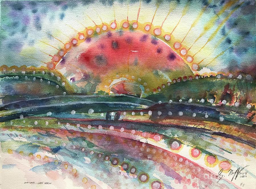 Sun Spots Lake Heron Painting by Glen Neff