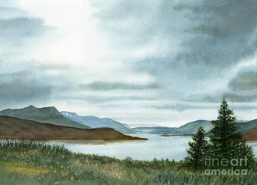 Landscape Painting - Sun Through Clouds at Lago Grey by Sharon Freeman